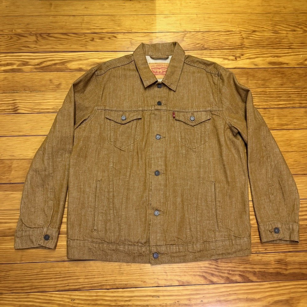Levis Denim Trucker Jacket Mens XXL 2XL Golden Brown Unlined Modern